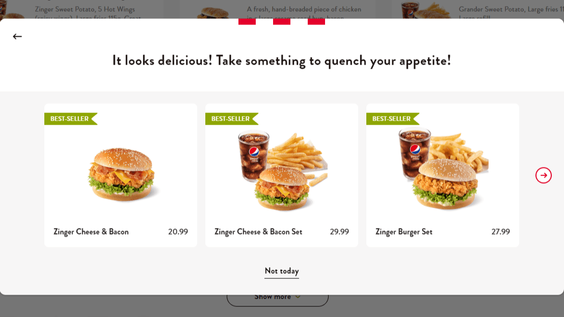 Example of an up-sell