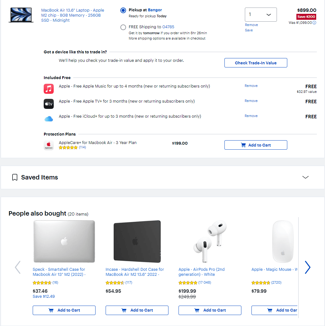 Example of a cross-sell