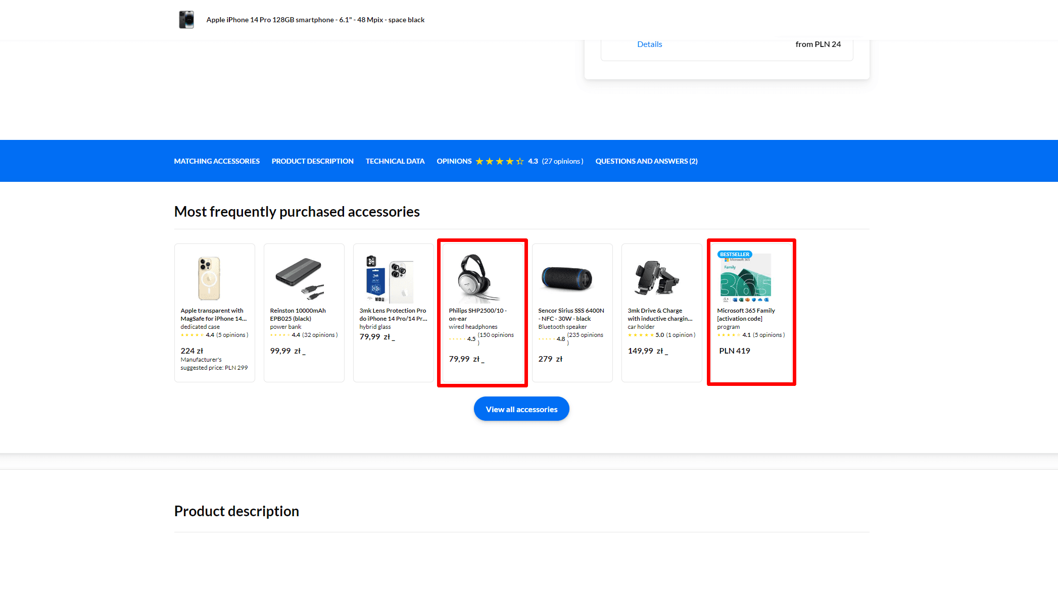 Example of bad cross-sell. Wired headphones for a mobile phone without a mini-jack port and the same accessory for all phones.